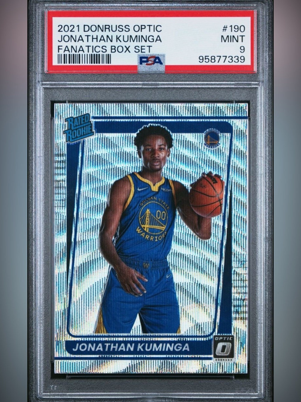 2021-22 Donruss Optic #190 Jonathan Kuminga Silver Wave Fanatics PSA 9